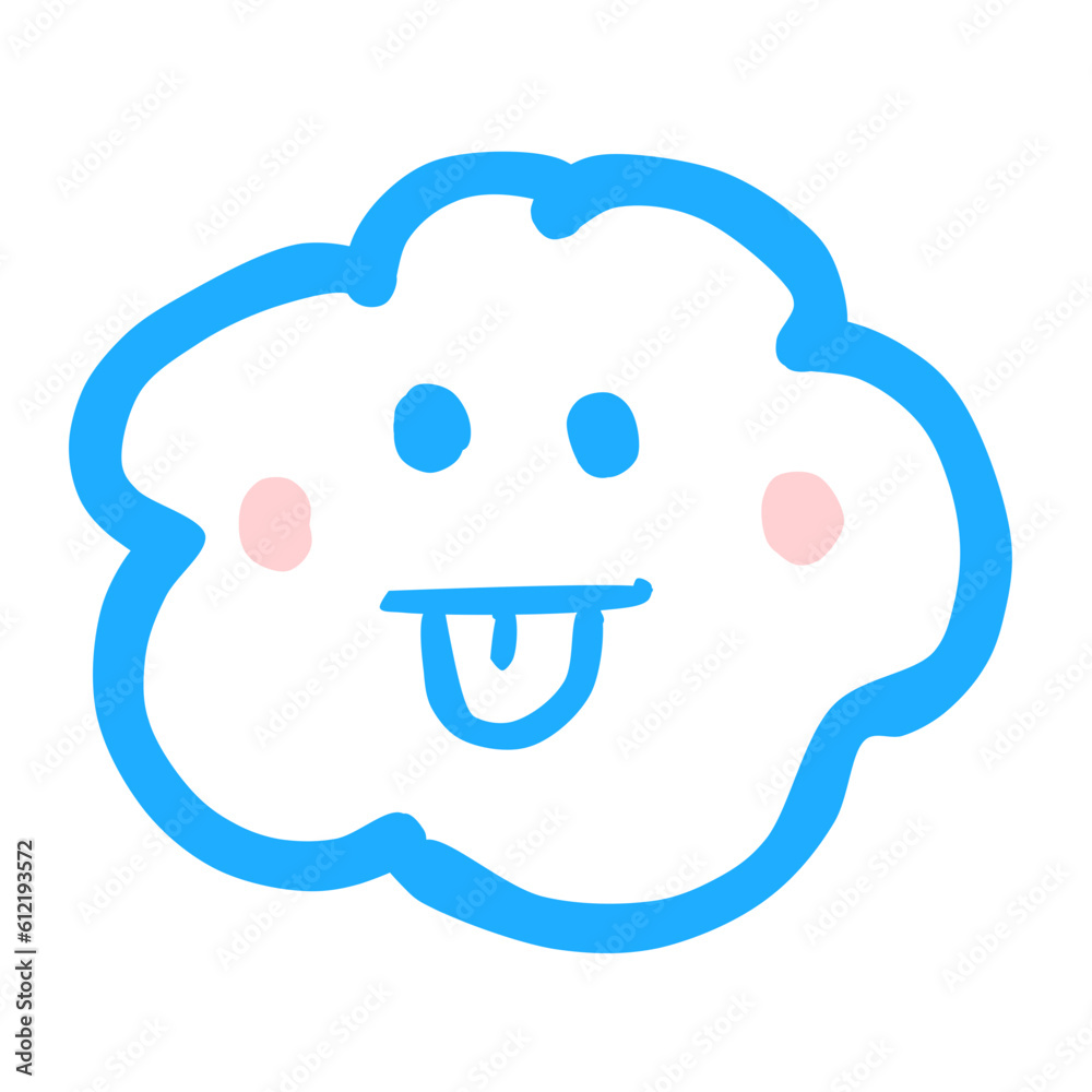 Cute Doodle Cloud with Face Expression