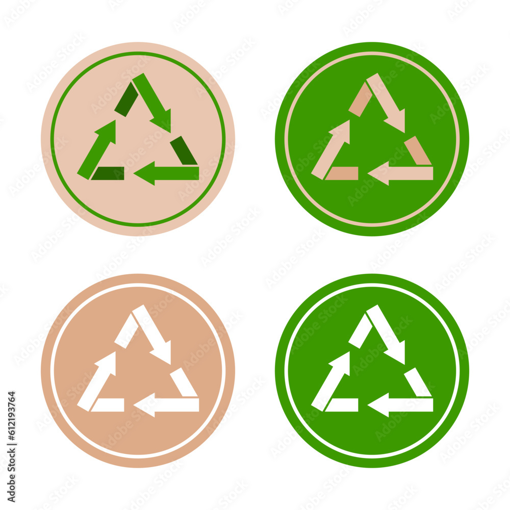 Set recycle sign eco in circle icon flat vector design Set recycle sign eco in circle icon flat vector design