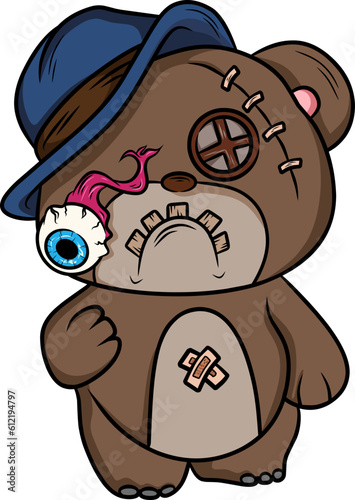 crazy teddy bear vector art