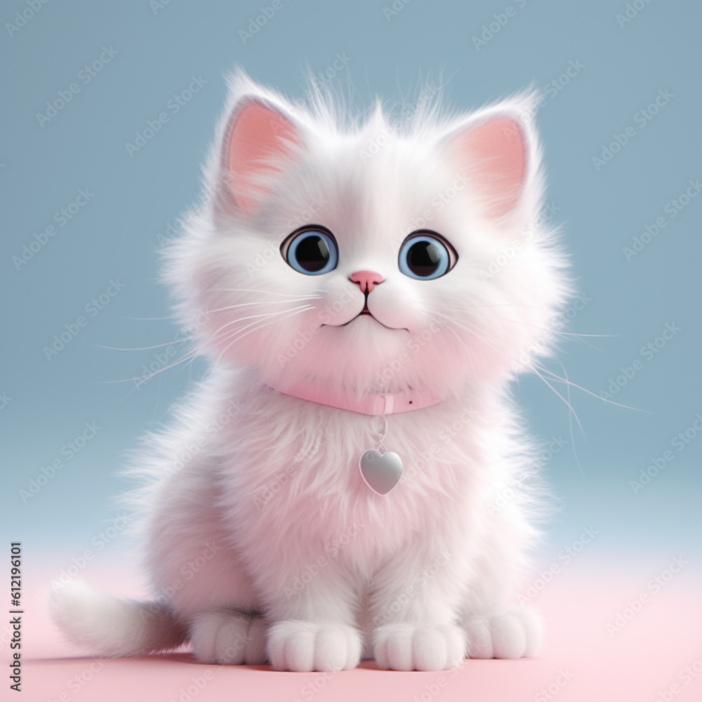 Cute Kitten in White Fur AI Generated Cute Kitten in White Fur AI Generated
