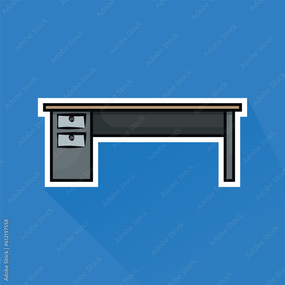 Illustration Vector of Gray Office Desk in Flat Design Illustration Vector of Gray Office Desk in Flat Design