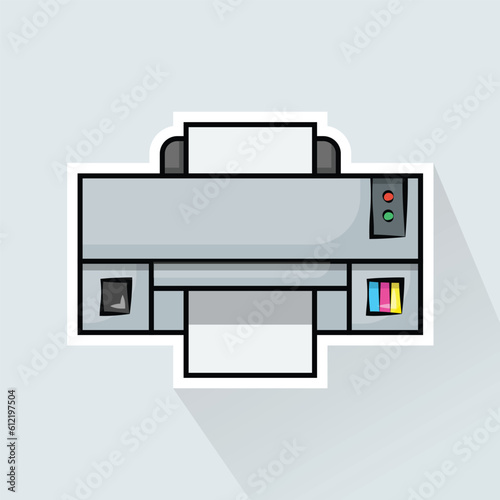 Illustration Vector of White Printer in Flat Design