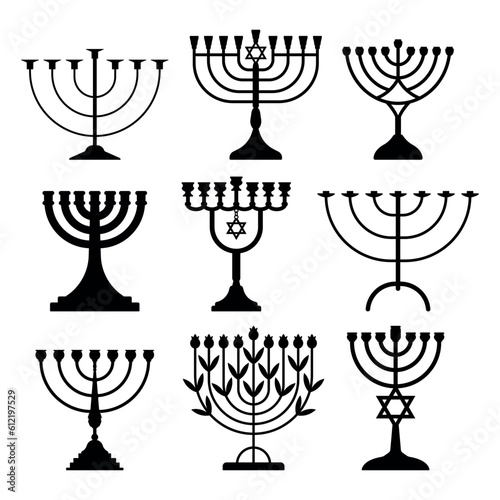 Hanukkah candle holder set silhouette stencil templates