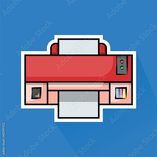 Illustration Vector of Red Printer in Flat Design