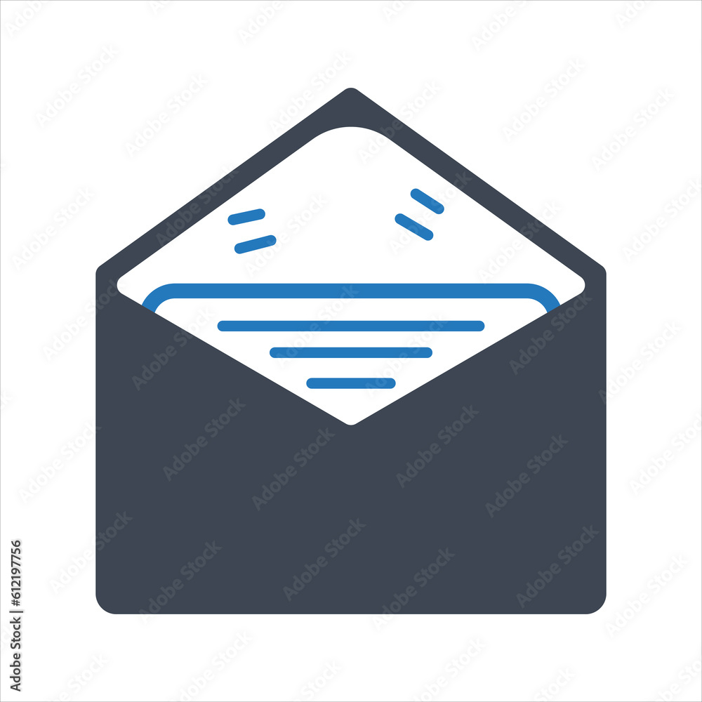 Envelope icon. open message icon. Vector and glyph Envelope icon. open message icon. Vector and glyph