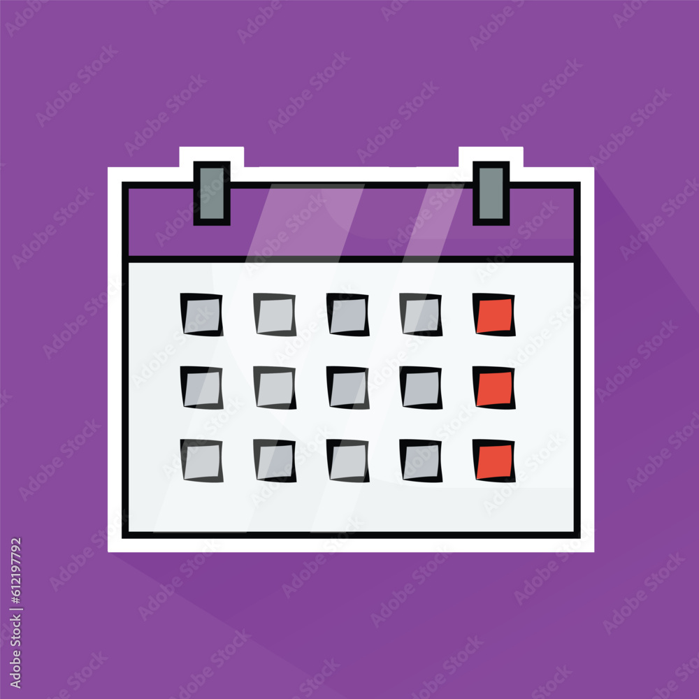 Illustration Vector of Purple Calendar in Flat Design Illustration Vector of Purple Calendar in Flat Design
