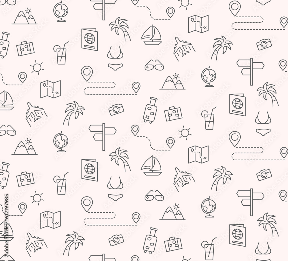 travel ,vacation, summer  seamless pattern, can be use for wallpaper, backdrop.  vector.illustration