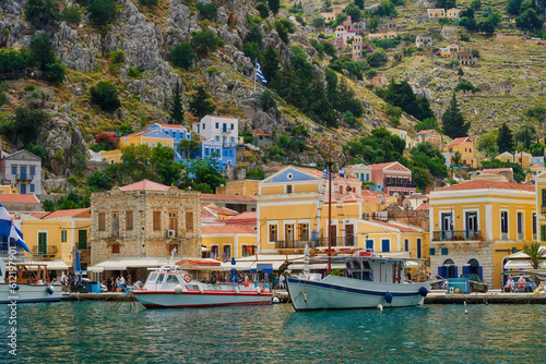 Symi, a beautiful small Greek island near Rhodes, which is visited by many tourists due to its colorful houses © janmiko