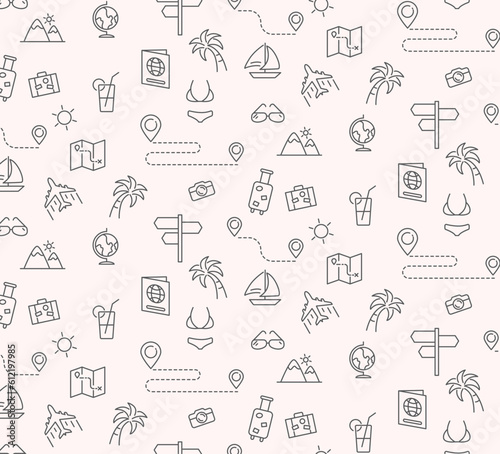 travel ,vacation, summer  seamless pattern, can be use for wallpaper, backdrop.  vector.illustration