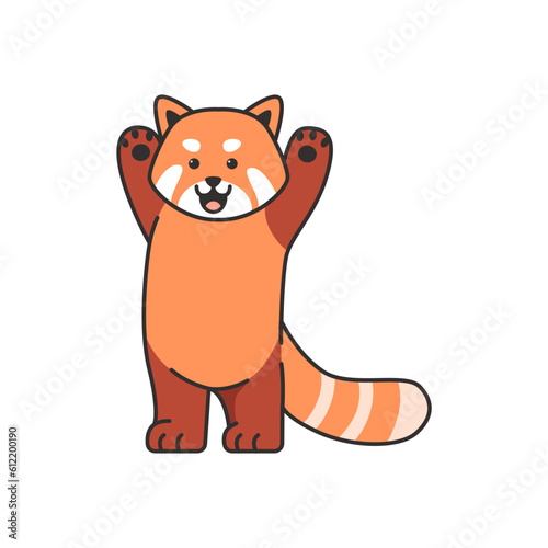 Cute red panda cartoon character vector Illustration on a white background