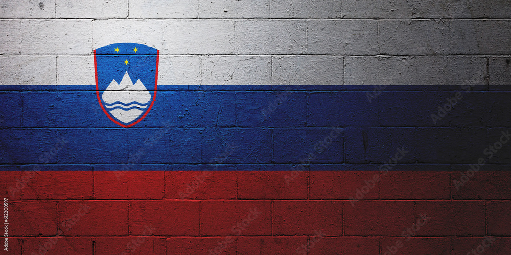 Flag of Slovenia painted on a wall