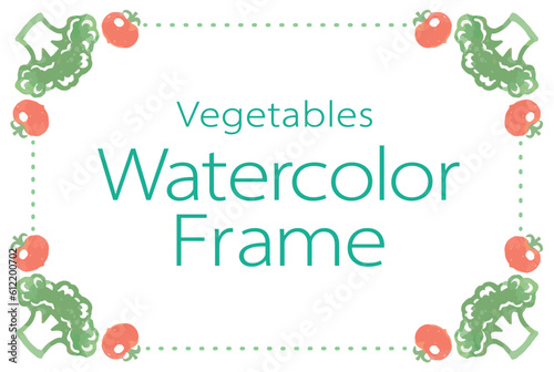 おしゃれな野菜の水彩風イラスト・フレーム。ベクター素材だからデザインに使いやすい。