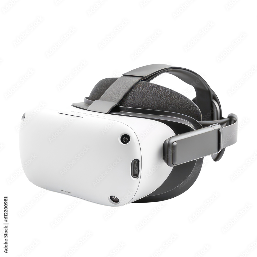 Virtual Reality or VR headset isolated on transparent background PNG. VR Glasses for 360 environment games or simulation training generative ai 