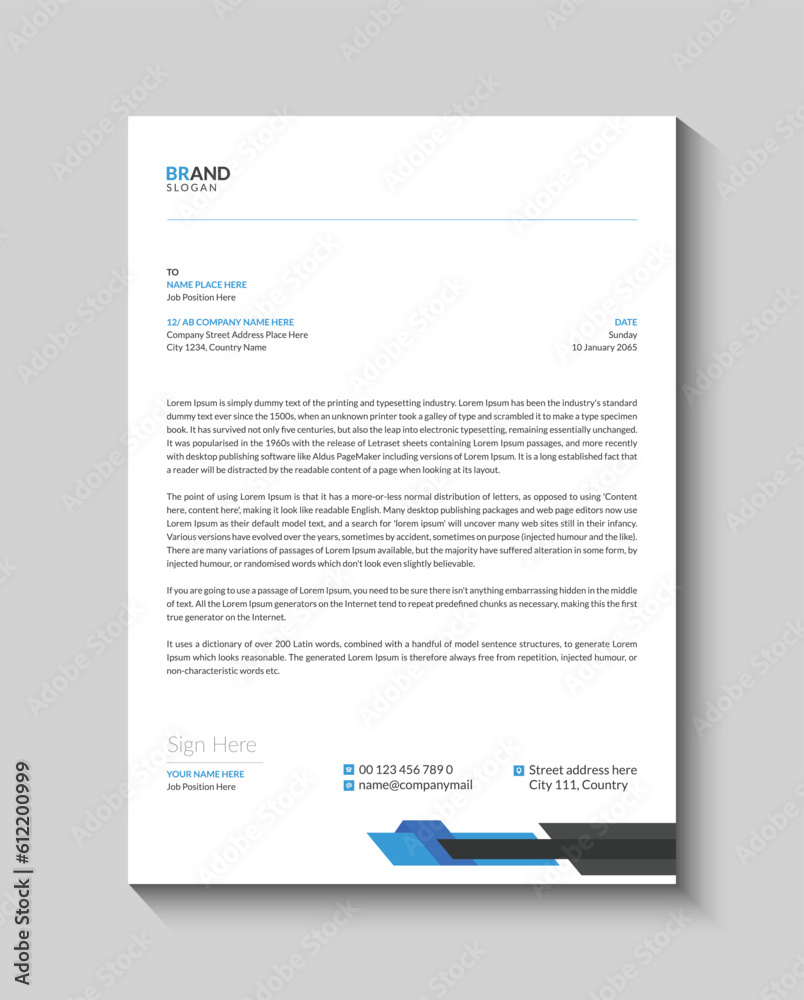 Minimal and clean business letterhead design template Minimal and clean business letterhead design template