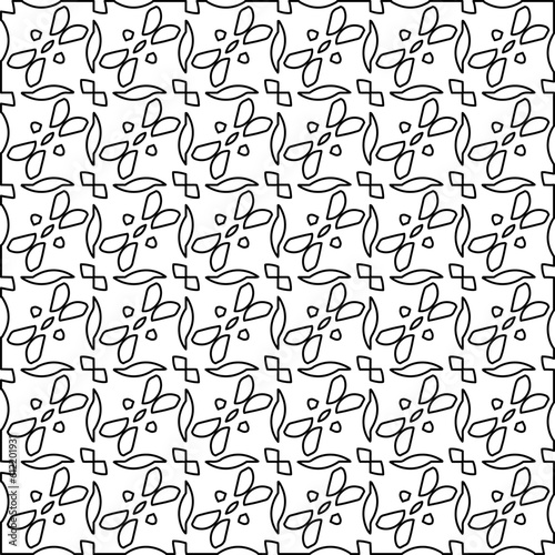 Stylish texture with figures from lines. Line art. Black and white pattern. Abstract background for web page, textures, card, poster, fabric, textile.