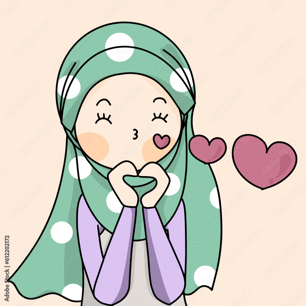 muslim woman is falling in love , hijab girl sends heart muslim woman is falling in love , hijab girl sends heart