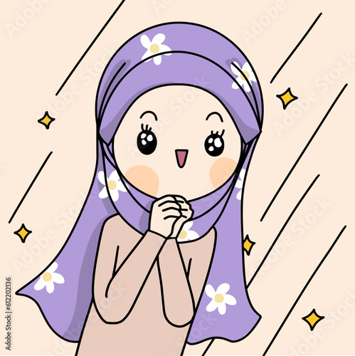 hijab girl is impressed , muslim woman is touched