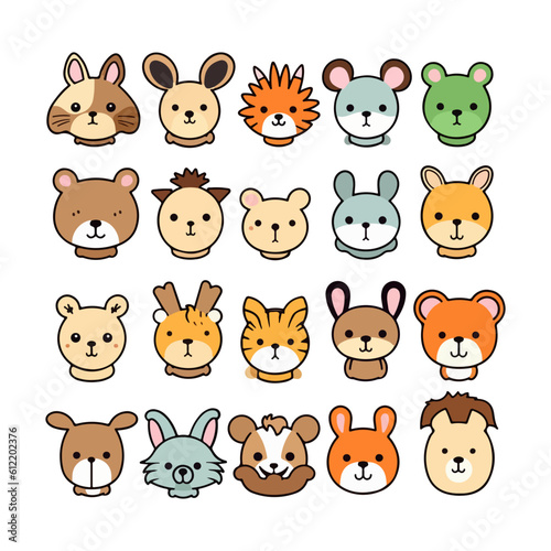 set of toy animal doll, baby monster cute doll sticker