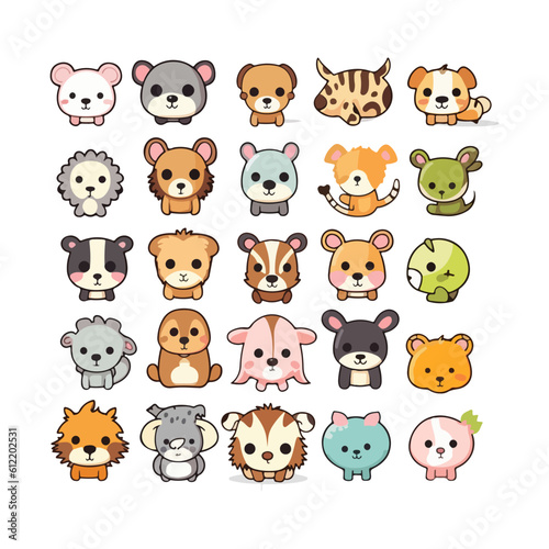 set of toy animal doll  baby monster cute doll sticker