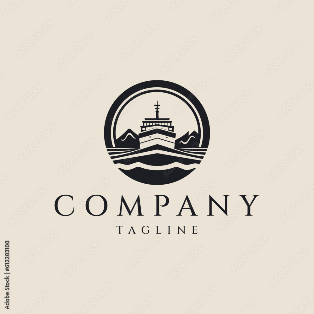 Cruise ship logo design vector illustration