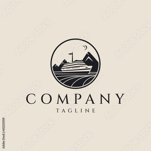 Cruise ship logo design vector illustration