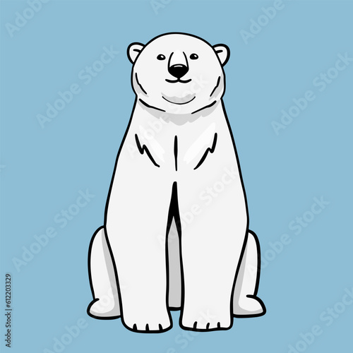 White polar bear. Vector flat illustration. North animal.