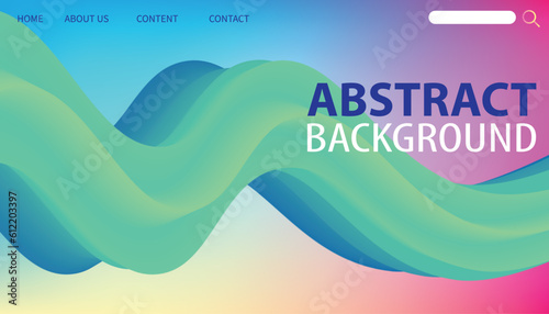3d Poster with Fluid Shape. Landing Page Template. Abstract Futuristic Vector Background. Wave Music Poster Concept with Neon Pink and Blue Colors. Modern Website 