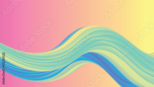 3d Poster with Fluid Shape. Landing Page Template. Abstract Futuristic Vector Background. Wave Music Poster Concept with Neon Pink and Blue Colors. Modern Website 