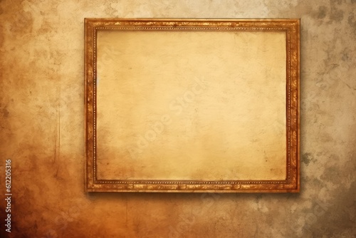 A beige background with an empty frame Generative AI