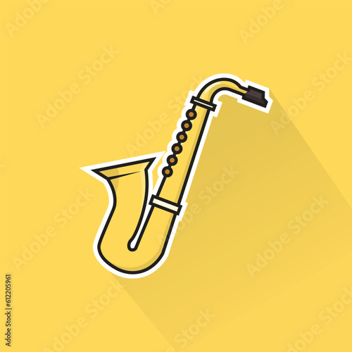 Photography Illustration Vector of Yellow Saxophone in Flat Design