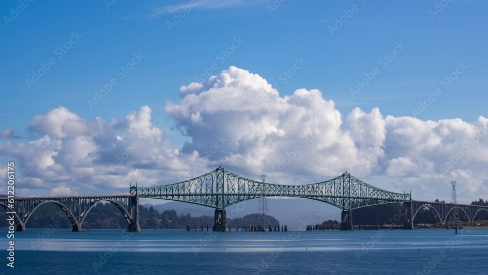 Time lapse - Beautiful clouds over the McCullough Memorial Bridge, Oregon Time lapse - Beautiful clouds over the McCullough Memorial Bridge, Oregon