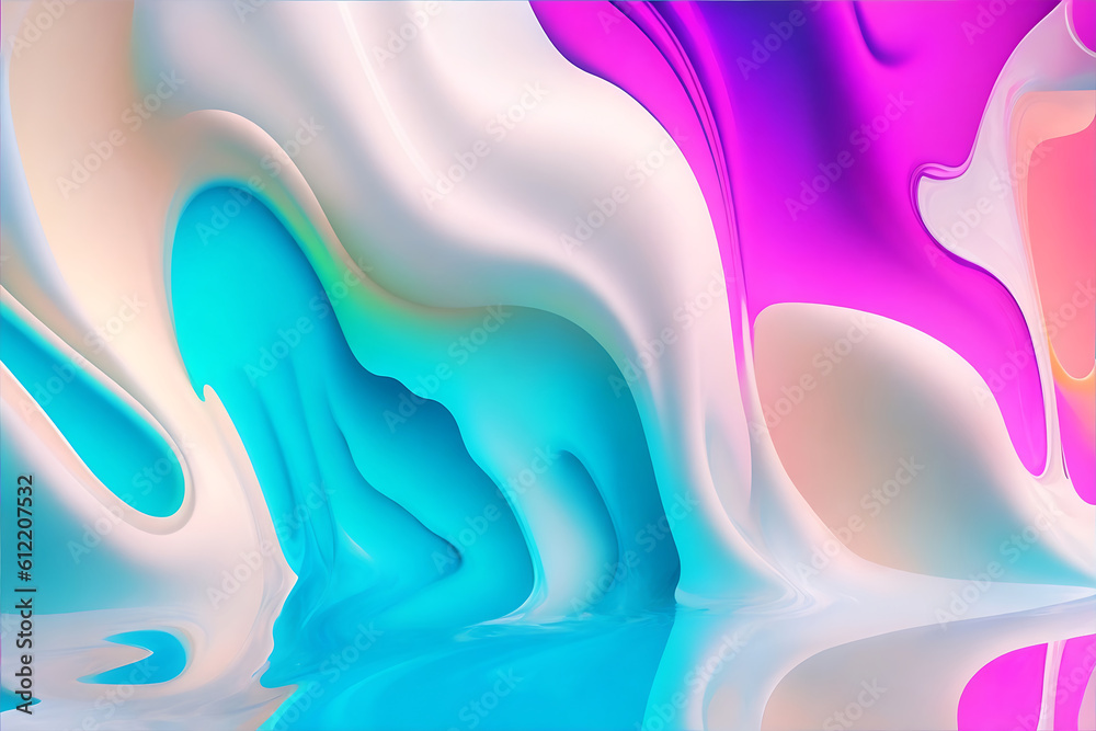 White and neon colors liquid wavy fluid abstract background. Trendy technology design backdrop. Generative AI . White and neon colors liquid wavy fluid abstract background. Trendy technology design backdrop. Generative AI .