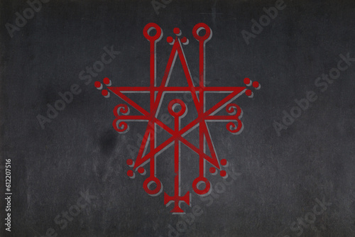 Sigil of Astaroth drawn on a blackboard photo
