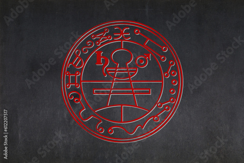 Goetia seal of solomon drawn on a blackboard photo