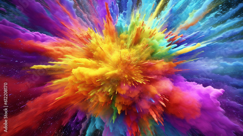 explosion of colored powder. Generative AI © Aliaksei