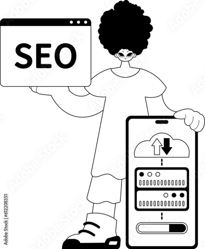 valet and waiter . cloud memory and SEO adequate to . sum dark and washcloth notice artwork. Trendy style, Vector Illustration
