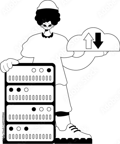 homo and waiter . obscure reposit typography . black and White transmit artwork. Trendy style, Vector Illustration