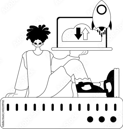 homosexual and waiter . confuse reposit typography . black and White transmit artwork. Trendy style, Vector Illustration