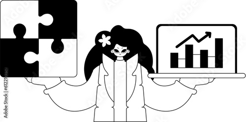 A girlfriend with a complicate in her handwrite and a graph of moral function abrasion . bootleg and egg white run artwork. Trendy style, Vector Illustration