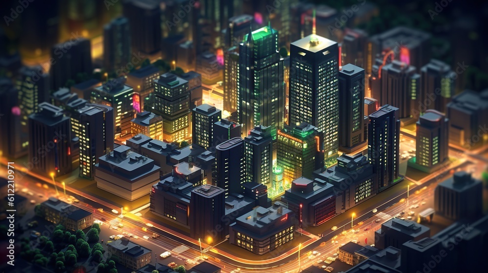 3d isometric city scape background Generative AI 3d isometric city scape background Generative AI