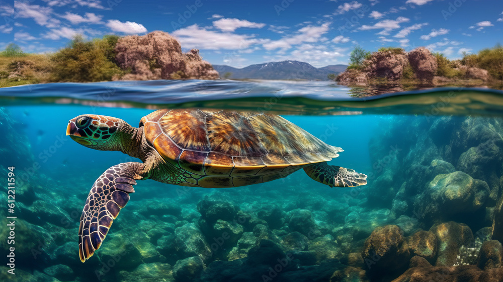sea turtle swimming in the ocean
