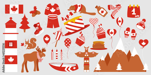 Canada sign and symbol, Info-graphic elements flat icons set. vector set