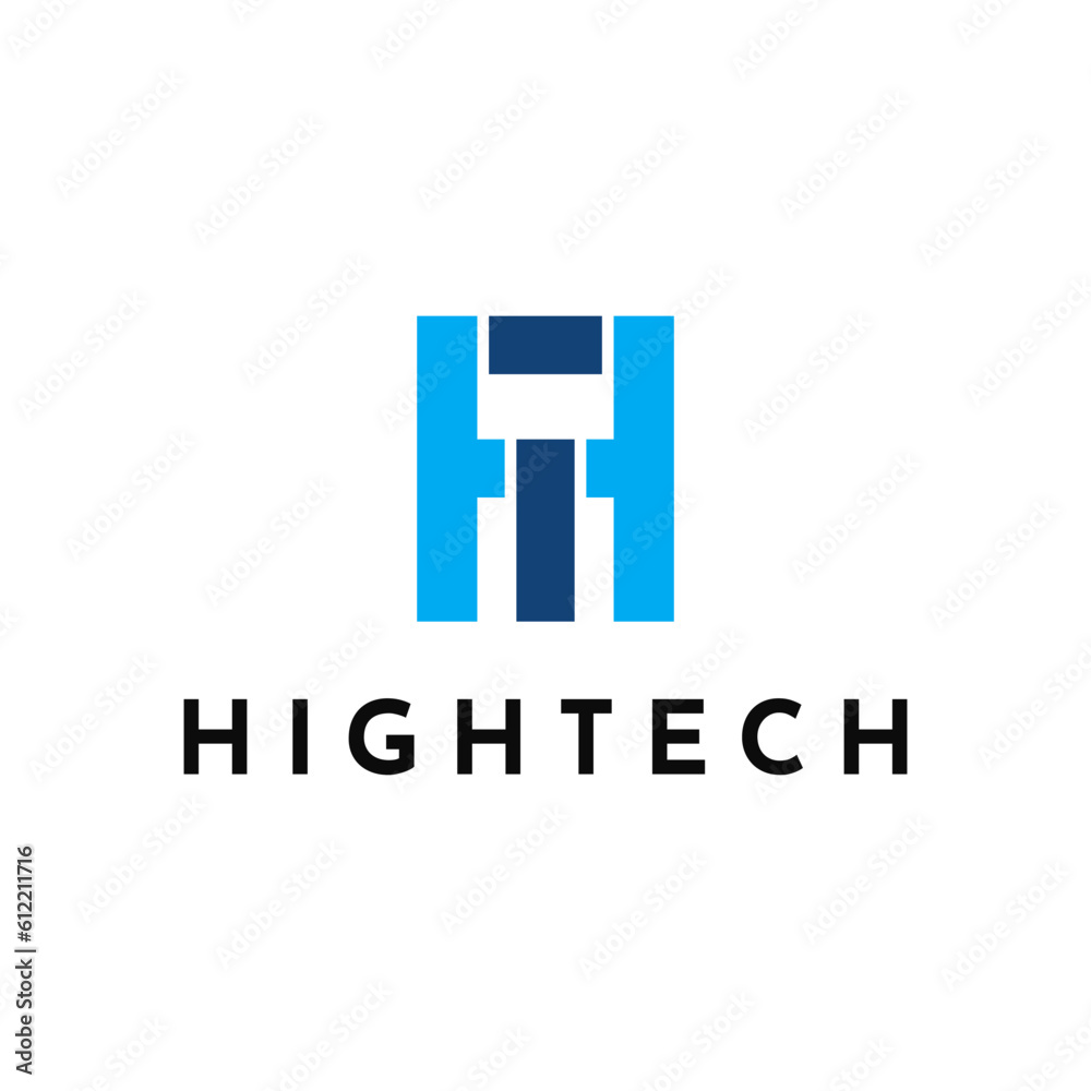 High Tech Initials TH HT Simple Letter Minimalist Logo Design