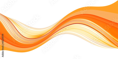 Abstract wave in shades of orange isolated on transparent background - Generative AI