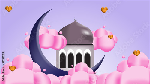 Ramadan background design with islamic decoration for greeting card.
