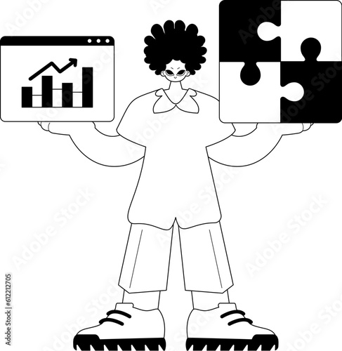 A universe with a complicate in her handwriting and a graph of moral effect addition . sum darkness and white telephone line artwork. Trendy style, Vector Illustration