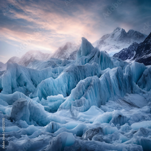 impact of global warming on our planet by capturing a melting glacier, showcasing the vulnerability and beauty of Earth's frozen, Generative AI