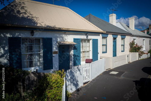 Colonial houses on Arthurs Circus, Hobart, Tasmania photo