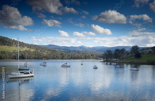 The calm waters of the Huon River, Tasmania
