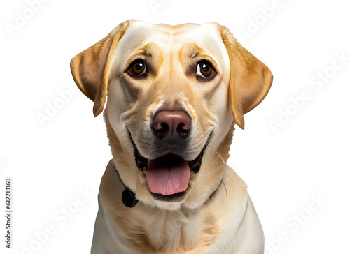 Portrait of a Labrador Retriever dog on an isolated transparent background. Generative AI